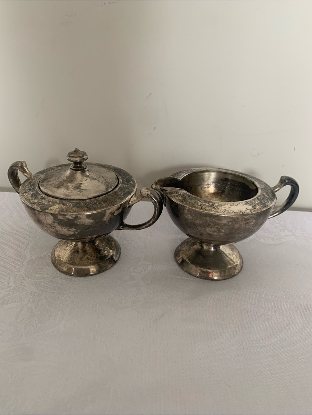 Vintage Rogers Canada Silver-Plated Creamer and Sugar Set